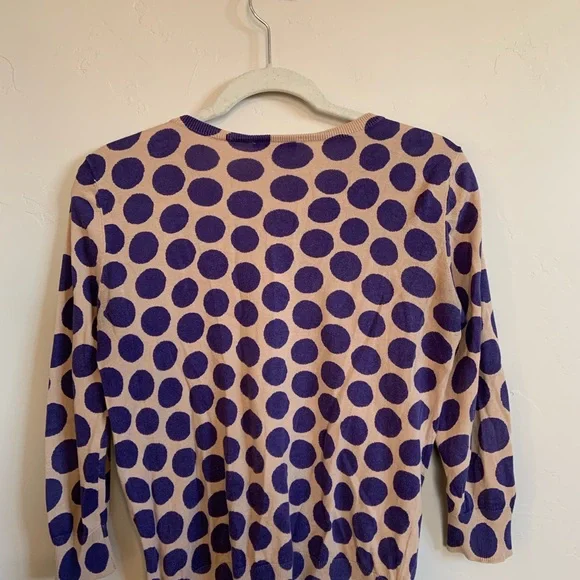 LOFT Preppy Polka Dot 3/4 Sleeve Purple Button Up Cardigan Women’s Size Small - Picture 6 of 6